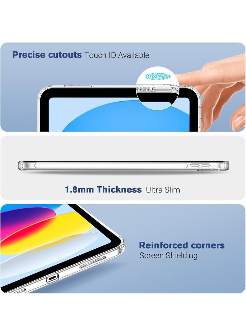 جراب حماية شفاف لجهاز ايباد الجيل العاشر 10 2022 (10.9 بوصة)  رفيع وخفيف الوزن من البولي يوريثين الحراري مع حافة مرتفعة وظهر - Image 5